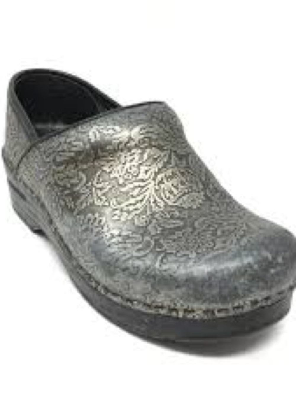 Dansko Embossed Metallic Gray Slip-On Clog